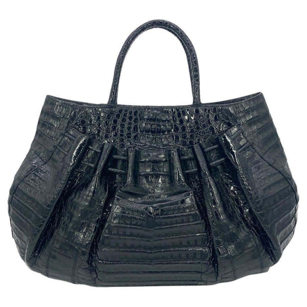 Nancy Gonzalez Black Croc Large Tote